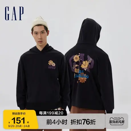 【断码优惠】Gap男女装秋季复古花卉LOGO法式圈织软卫衣601648商品大图