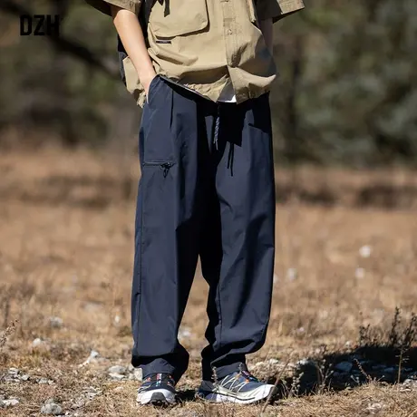 男士冲锋裤藏青色裤子男款秋季工装裤潮牌男宽松休闲裤登山直筒裤商品大图