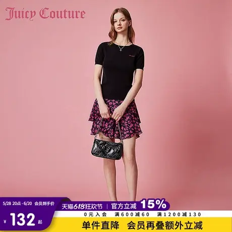 Juicy Couture橘滋春夏新款毛织圆领休闲短袖针织衫T恤女商品大图