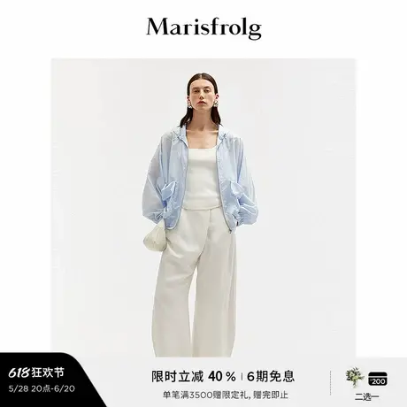 【能量色彩】玛丝菲尔夏连帽领型拉链灰蓝色休闲外套女图片