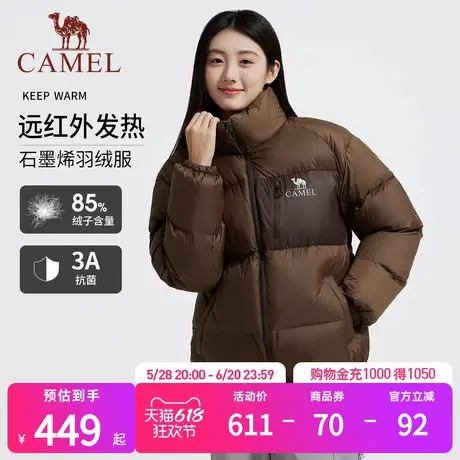 【3A抗菌】骆驼气凝胶羽绒服淘气包户外石墨烯防泼水面包服冬男女商品大图