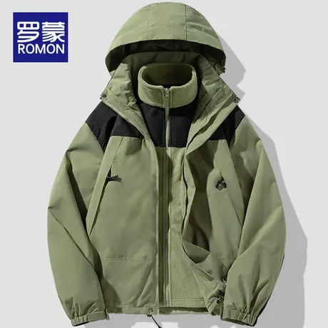 罗蒙冲锋衣男女三合一春秋季户外防风防水外套2025新款情侣登山服图片