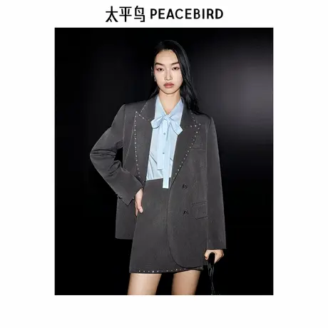 【商场同款】太平鸟女装年秋季新款品质烫钻西装A1BAE3549图片