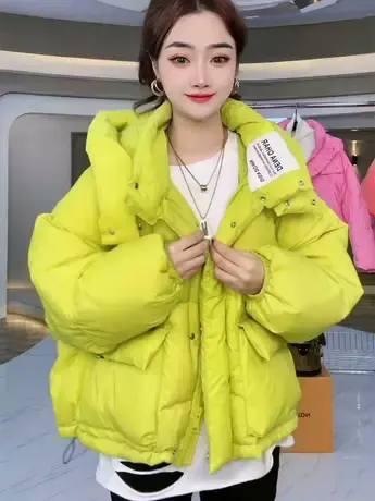 小众设计感立领连帽长袖羽绒服女2023冬新款宽松百搭大口袋上衣潮图片