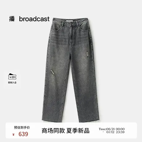 播商场同款复古做旧水洗牛仔裤女25夏季新款显瘦烟管裤BDS2KD2732图片
