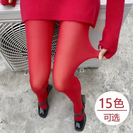 春秋薄款大红色丝袜新娘结婚天鹅绒连裤袜外穿本命年红袜子打底裤商品大图