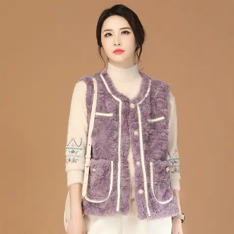 韩潮袭人小香风羊羔绒马甲女2023冬季新款背心高级感短款加厚外套图片