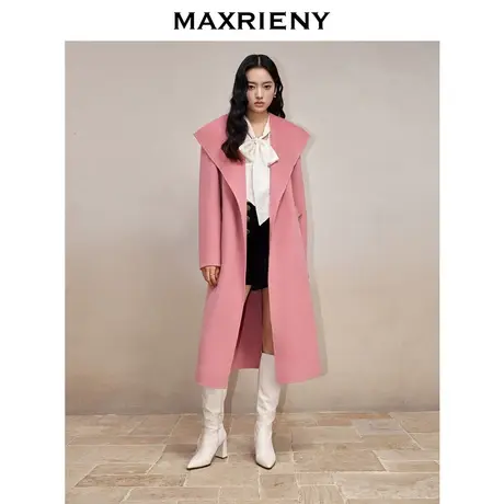 MAXRIENY法式慵懒感双面呢大衣23秋冬长款浴袍式毛呢羊毛外套澳毛商品大图