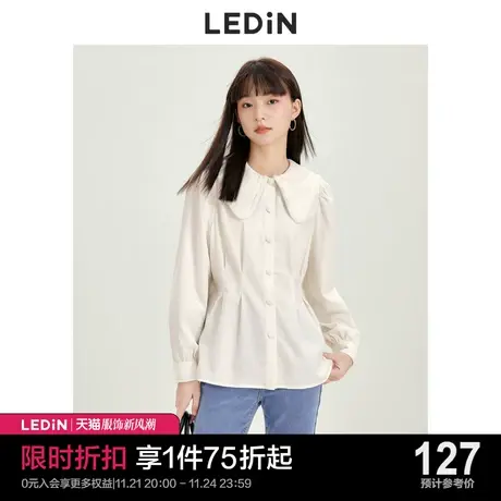 乐町翻领收腰衬衫休闲秋冬新款甜美上衣女宽松设计感小众图片
