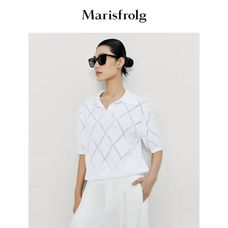 【100%棉针织】玛丝菲尔春装新款女polo领衬衫毛针织衫商品大图