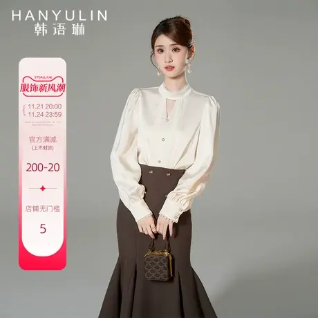 韩语琳长袖衬衫女2025年新款洋气时尚设计感小众春季款高级感上衣商品大图