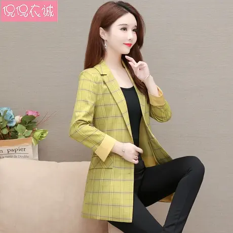 2025秋装新款九分袖格子西装外套女长袖西服小个子上衣修身韩版潮商品大图