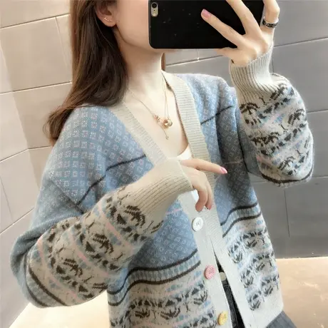 2023年新款春季女士短款针织衫小开衫女春秋外搭宽松早春毛衣外套图片