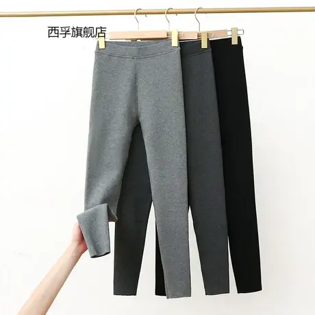 2021韩版95棉打底裤女外穿加绒加厚小黑裤秋冬紧身显瘦小脚裤女商品大图