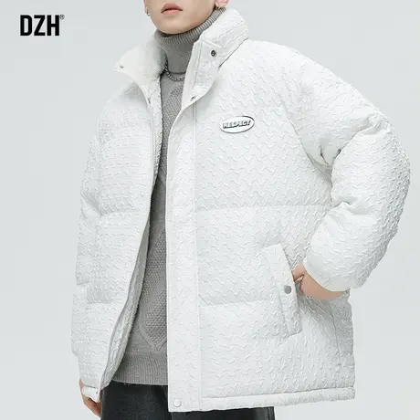 男士白色立领棉服男冬季加绒加厚保暖羊羔绒外套2023新款棉衣男款商品大图