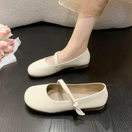 单鞋女夏季平底鞋2023新款玛丽珍女鞋配裙子豆豆鞋温柔风晚晚鞋子商品大图