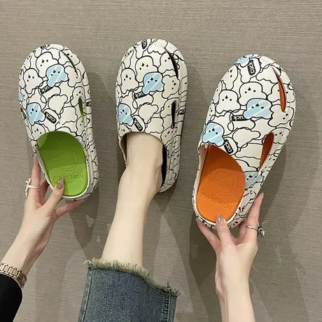 2023新款包头半拖鞋女时尚外穿夏季厚底懒人可爱高级感沙滩凉拖鞋商品大图