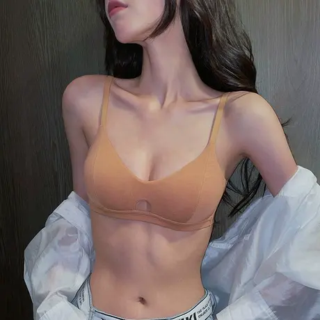 小胸聚拢内衣少女秋冬法式三角无痕无钢圈性感白色文胸罩轻薄款商品大图