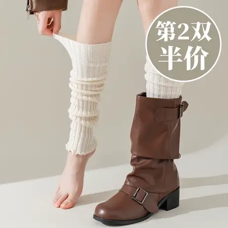 长筒袜套女堆堆秋冬季护腿搭配长靴穿的白色日系高筒半截加厚保暖商品大图