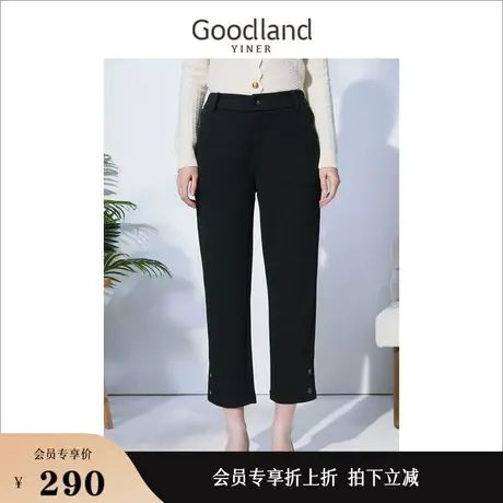 Goodland美地女装冬季通勤OL混纺高腰烟管裤休闲裤职场长裤图片
