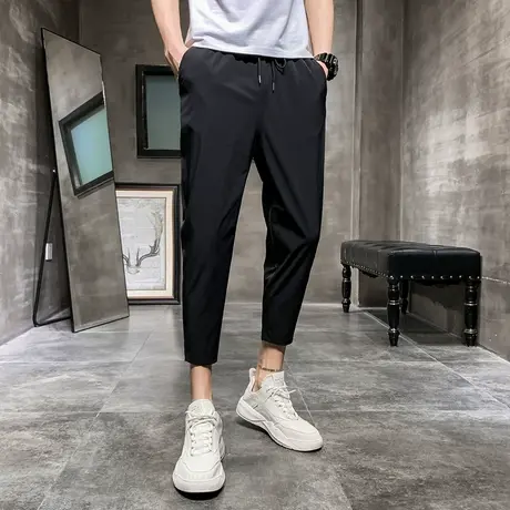 九分裤男修身小脚网红裤子男韩版潮流夏季薄款9分休闲裤潮牌束脚商品大图