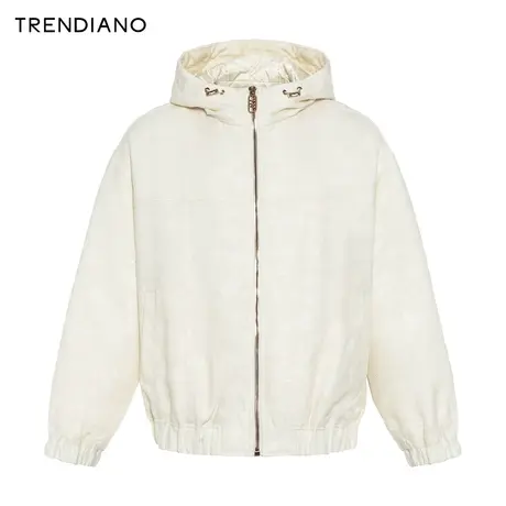 TRENDIANO立体提花夹棉短外套2024年春季新款国风连帽宽松上衣男商品大图