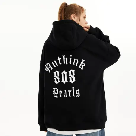 Nuthink欧美潮流字母卫衣男潮连帽潮牌ins冬季加肥加大国潮外套潮商品大图