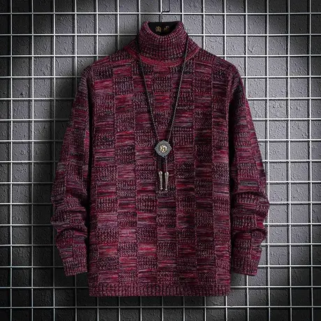 男士高领毛衣2023新款秋冬季加厚上衣韩版潮流针织打底衫外套男装商品大图