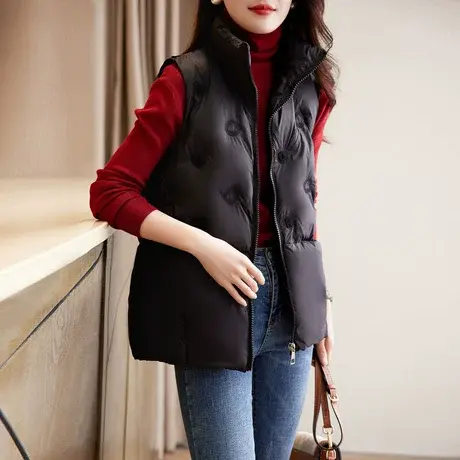 时尚气质百搭棉服马甲2022年冬新款淑女温柔宽松显瘦通勤坎肩外套商品大图