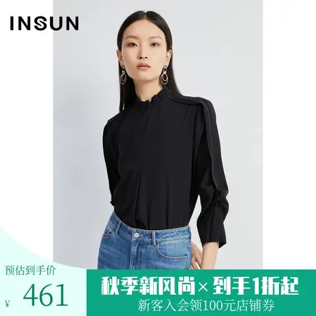 恩裳春秋季女装舒适重磅醋酸缎面乱麻肌理设计感衬衫新图片