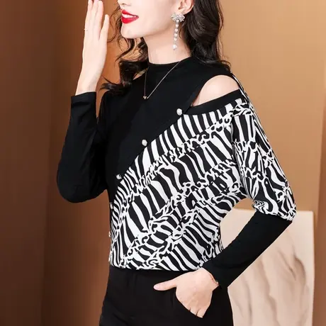 今年流行的漂亮小衫长袖t恤女秋季2023新款打底衫绝美小上衣欧货商品大图