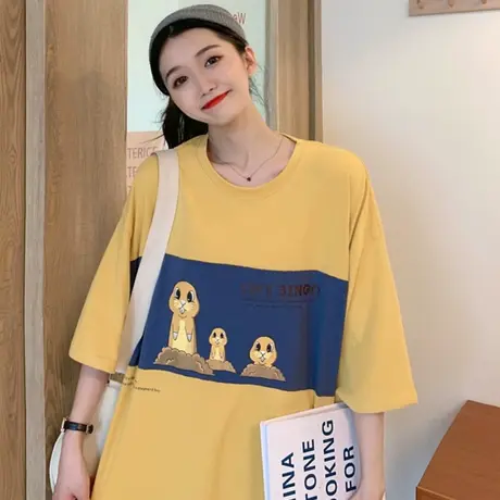 网红ins超火短袖t恤女夏季宽松韩版原宿bf慵懒风chic港味上衣服潮图片