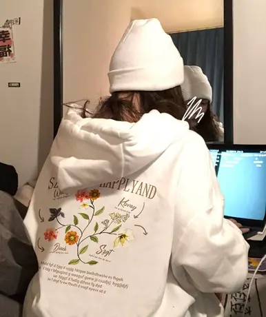 加绒加厚卫衣女秋冬oversize连帽宽松慵懒小众设计感港风chic外套图片