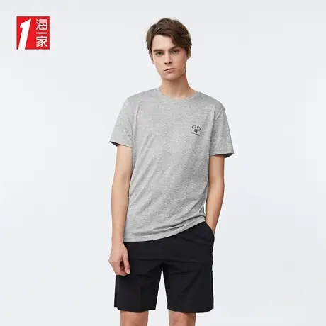海一家运动休闲短T新款修身简约印花舒适透气短袖T恤男商品大图