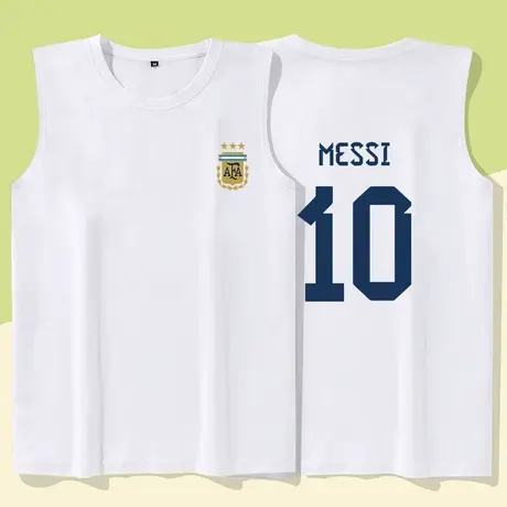 秀洛梅西10号球衣健身训练三冠王运动背心无袖T恤砍袖坎肩打底图片