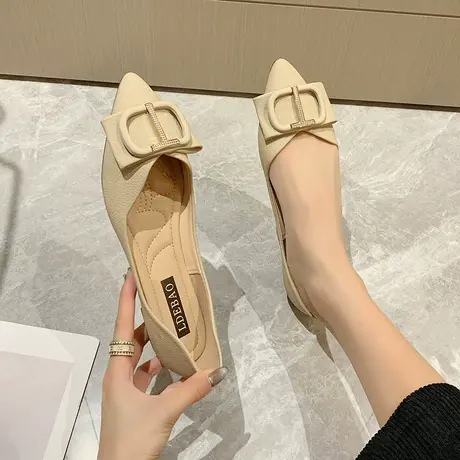永希女鞋尖头平底单鞋女2023年春秋新款韩版百搭休闲瓢鞋豆豆鞋女图片