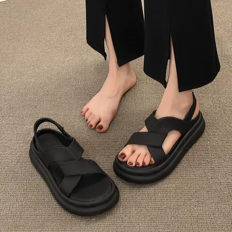 罗马风凉鞋女2023夏季新款韩版厚底松糕舒适百搭踩屎感露趾ins潮图片