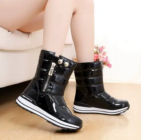 冬季新款雪地靴女中筒加绒加厚保暖大棉鞋防水防滑高帮东北长靴子图片