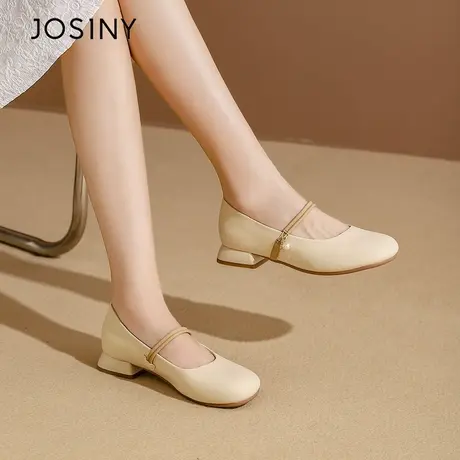 Josiny/卓诗尼玛丽珍鞋女2023年~新款夏季粗跟法式晚晚风百搭单鞋商品大图