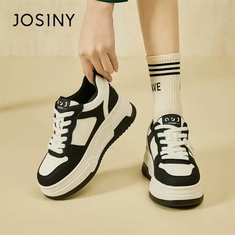 Josiny/卓诗尼厚底小白鞋女2024春季新款女鞋百搭板鞋运动休闲鞋商品大图