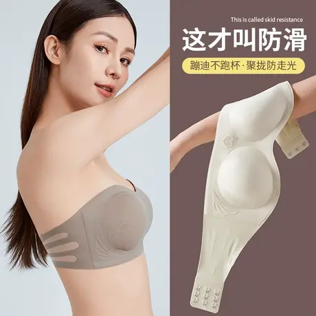 无肩带抹胸内衣女夏季薄款聚拢防滑防走光隐形美背裹胸无痕文胸罩商品大图