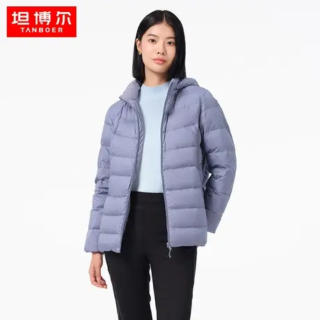 坦博尔羽绒服女2023新款轻薄短款脱卸帽百搭秋冬保暖外套TB231236商品大图