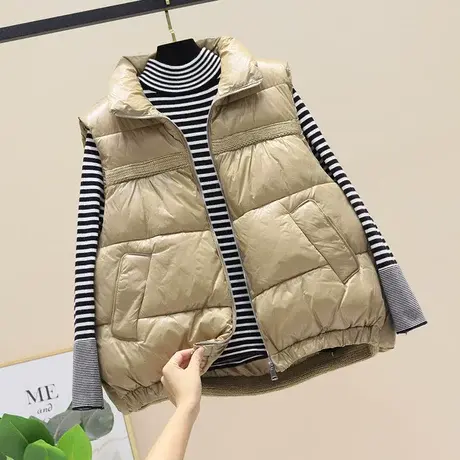 2023年春秋新款韩版女士短款坎肩外穿背心羽绒棉马甲秋冬马夹外套商品大图