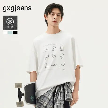 【凉感】gxg.jeans男装 时尚印花潮流宽松圆领短袖T恤男 25夏新品图片