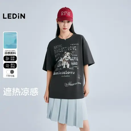 【商场同款】乐町小狗印花凉感短袖夏季字母休闲宽松T恤C2CNF2505图片