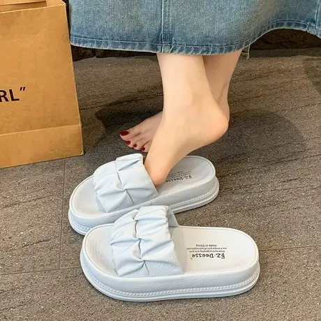 厚底百搭凉拖鞋女2025夏季新款懒人外穿法式沙滩拖鞋气质时尚凉鞋图片