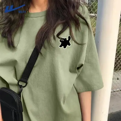 回力短袖女t恤夏季2025新款大码女装衣服胖mm纯棉宽松半袖上衣女A商品大图