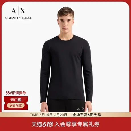 ARMANI EXCHANGE/阿玛尼25夏季新款男士全棉修身圆领正肩长袖T恤商品大图