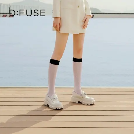 【昕怡粉丝专享】Dfuse春季新款牛皮圆头超轻厚底乐福鞋女显腿长图片