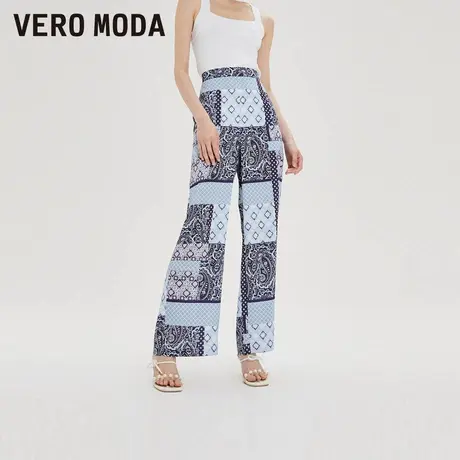 Vero Moda奥莱夏季清仓时尚个性印花阔腿直筒宽松休闲百搭裤子女图片